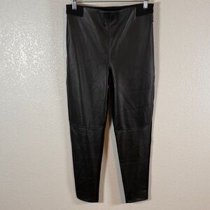 Betabrand Black Faux Leather Front Legging Zip Pockets Size Medium